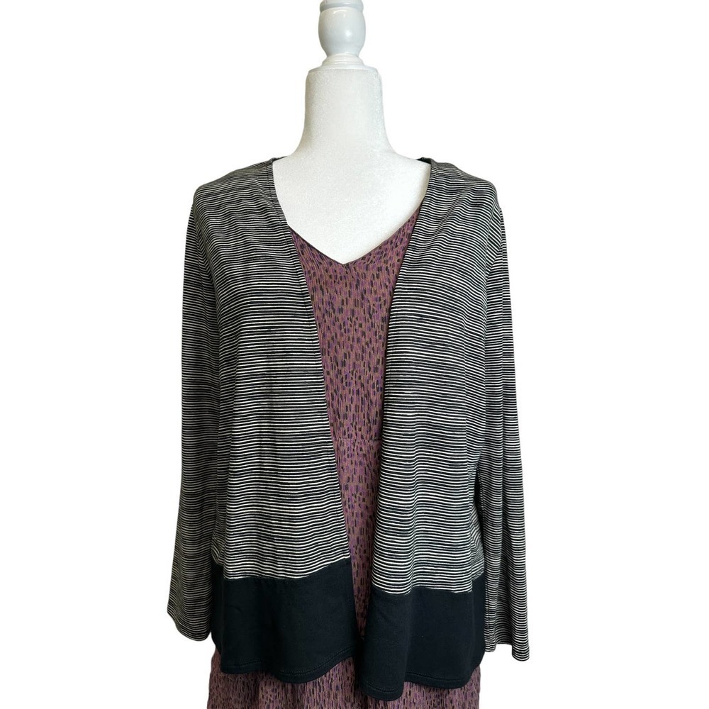 J. Jill Cardigan Women’s sz. Medium Petite Black Stripes Open Front Jacket